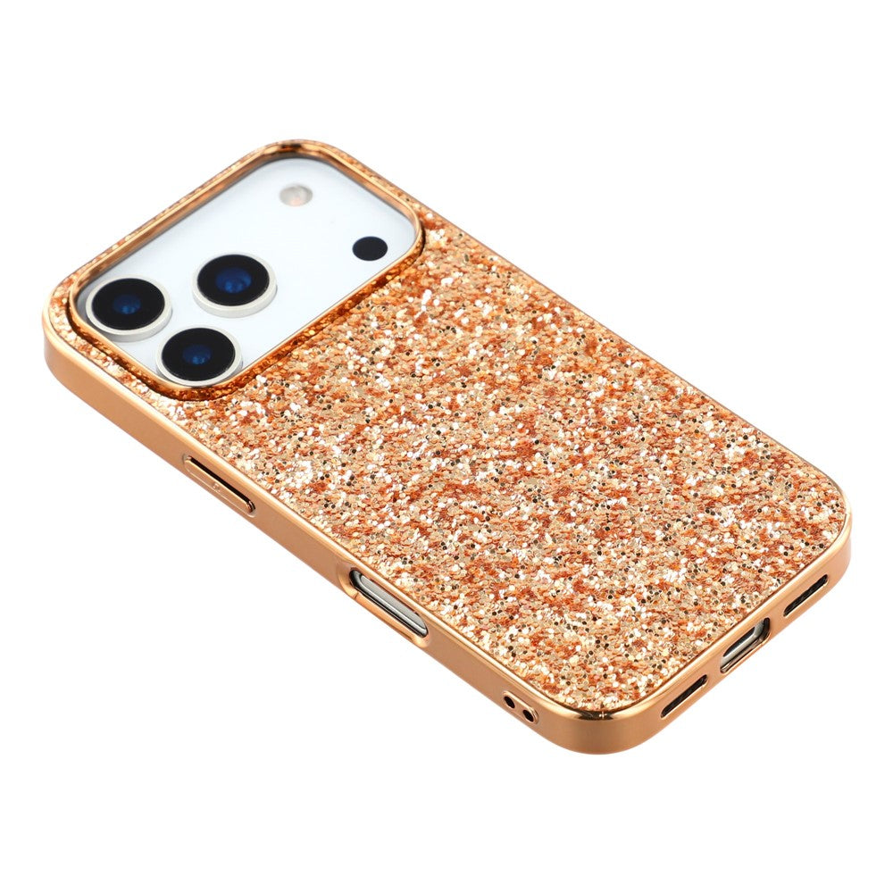 For iPhone 17 Pro Max Case TPU + PC Sparkling Glitter Phone Back Cover - Rose Gold