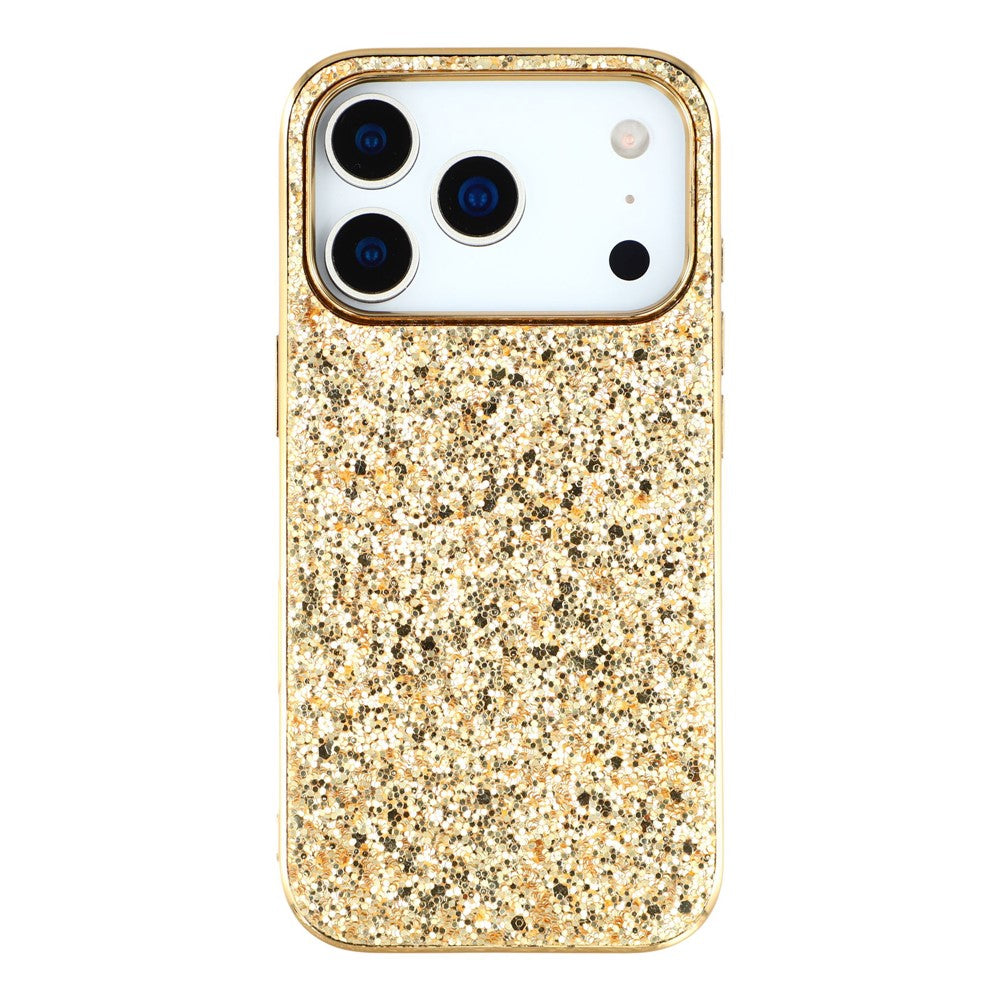 For iPhone 17 Pro Max Case TPU + PC Sparkling Glitter Phone Back Cover - Gold