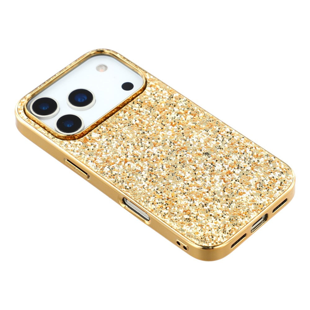 For iPhone 17 Pro Max Case TPU + PC Sparkling Glitter Phone Back Cover - Gold