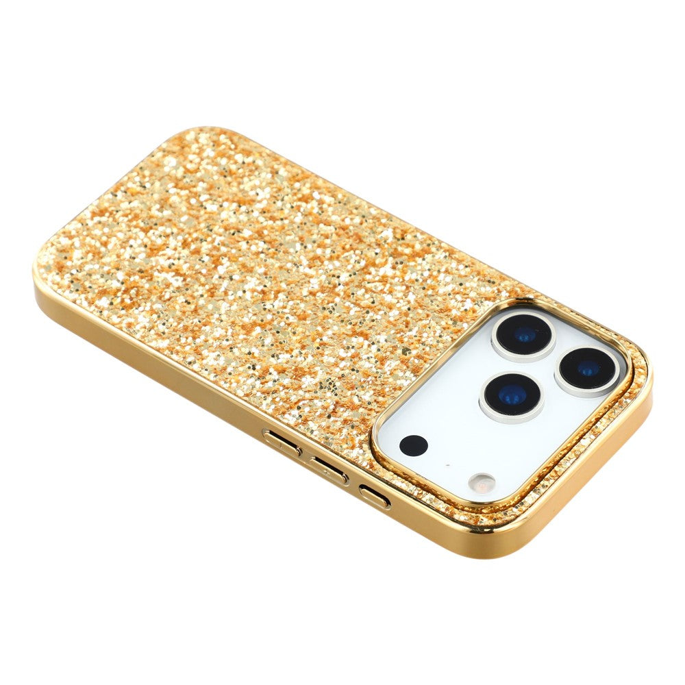 For iPhone 17 Pro Max Case TPU + PC Sparkling Glitter Phone Back Cover - Gold