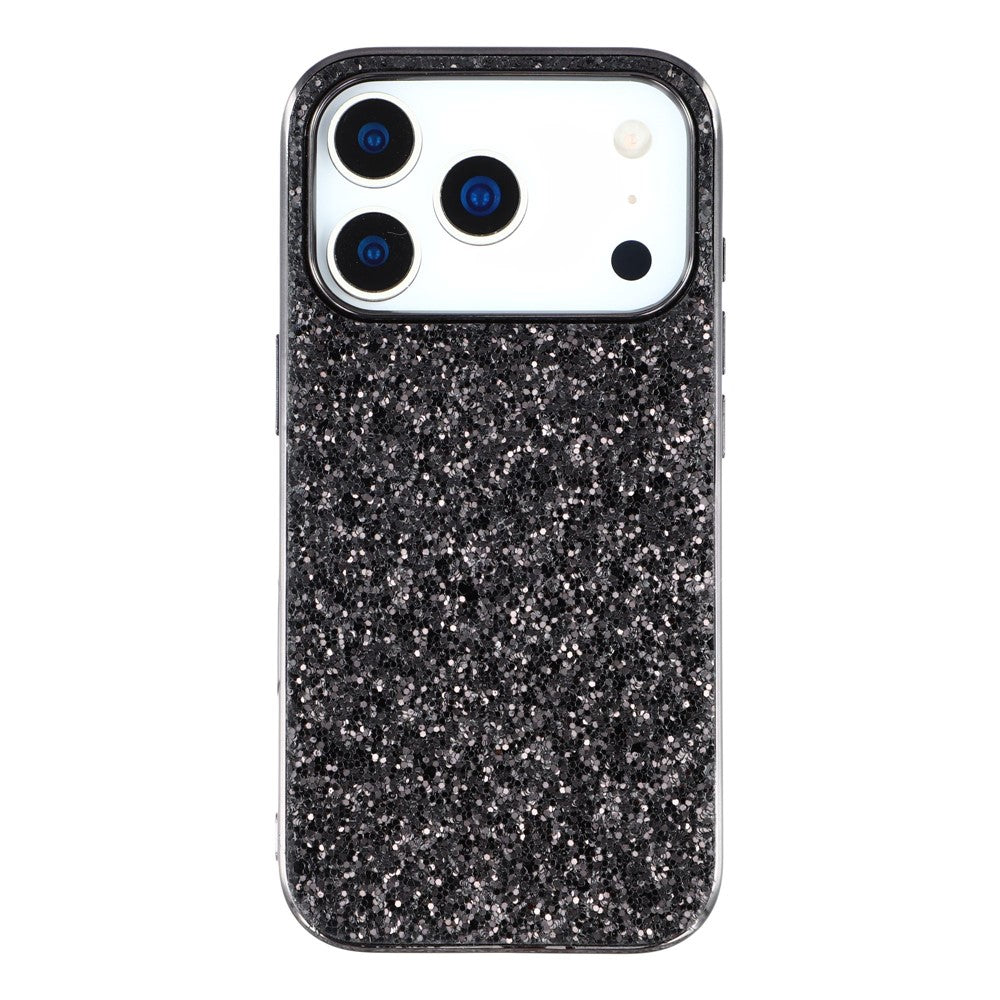 For iPhone 17 Pro Max Case TPU + PC Sparkling Glitter Phone Back Cover - Black