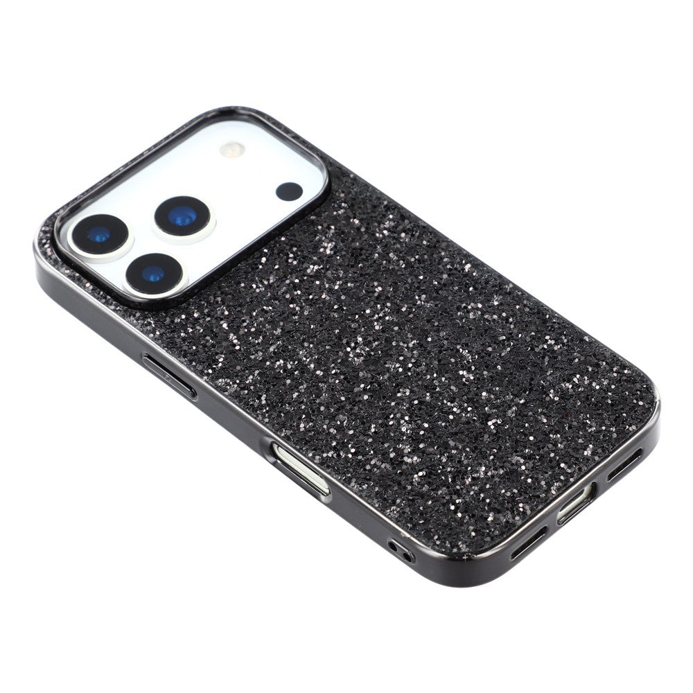 For iPhone 17 Pro Max Case TPU + PC Sparkling Glitter Phone Back Cover - Black