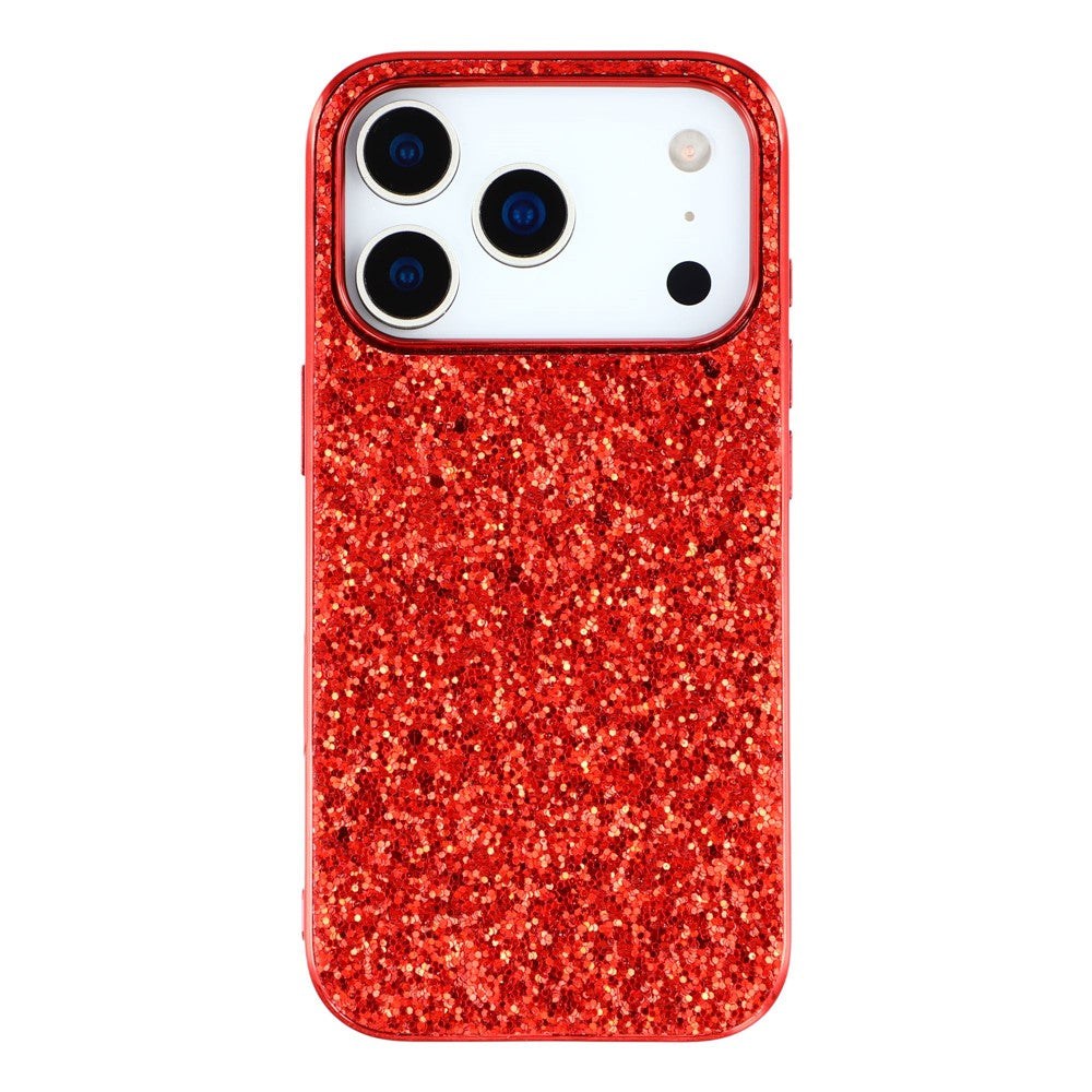 For iPhone 17 Pro Max Case TPU + PC Sparkling Glitter Phone Back Cover - Red