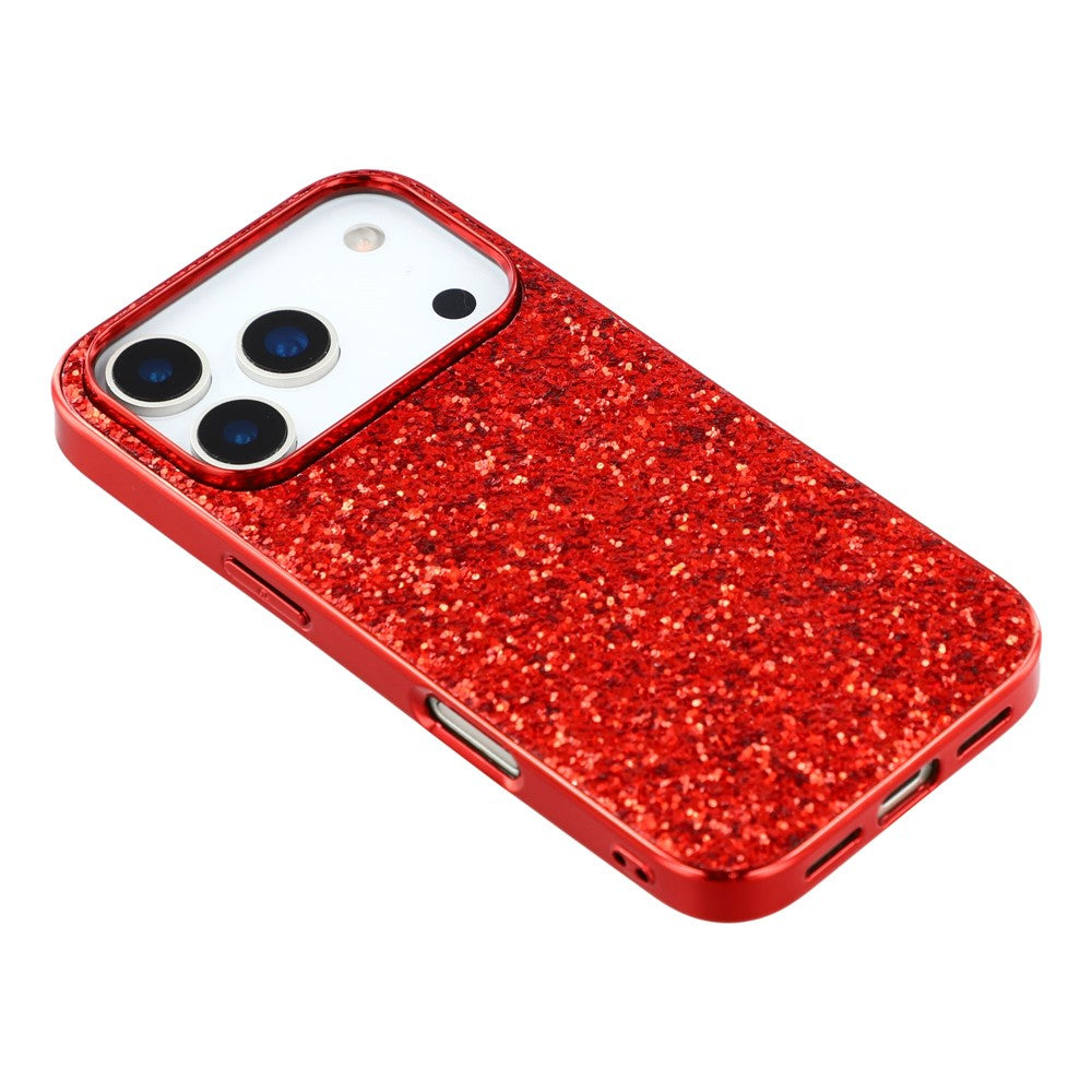 For iPhone 17 Pro Max Case TPU + PC Sparkling Glitter Phone Back Cover - Red