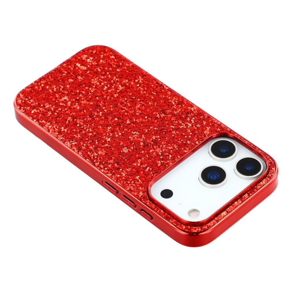 For iPhone 17 Pro Max Case TPU + PC Sparkling Glitter Phone Back Cover - Red