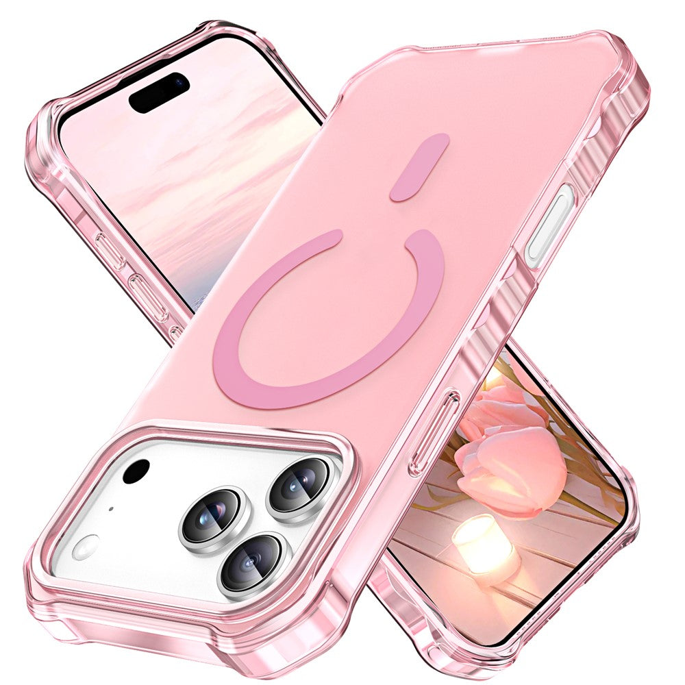 For iPhone 17 Pro Max Case Compatible with MagSafe Small Wavy Edge PC + TPU Phone Cover - Pink