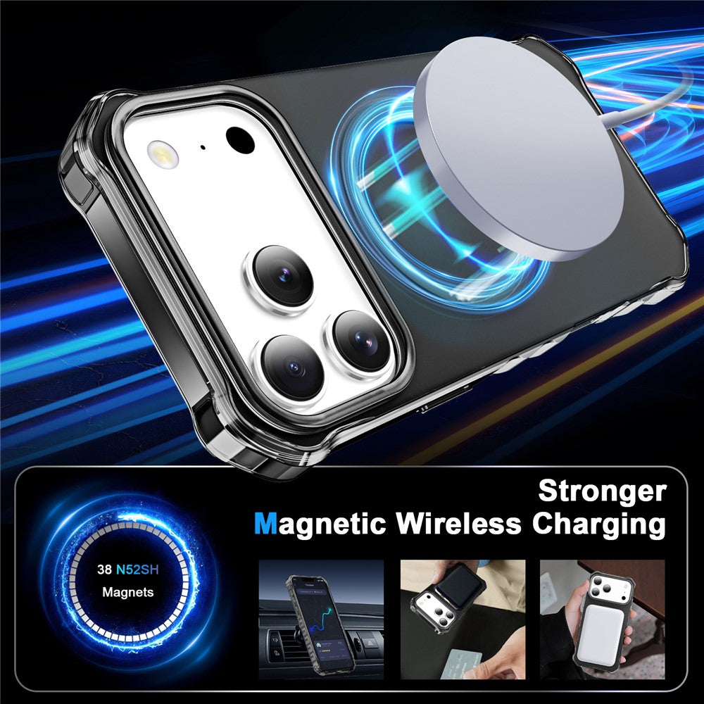 For iPhone 17 Pro Max Case Compatible with MagSafe Small Wavy Edge PC + TPU Phone Cover - Black