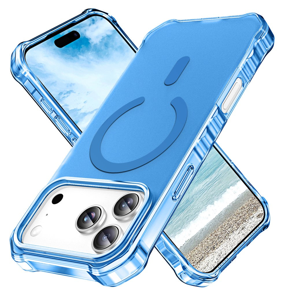 For iPhone 17 Pro Max Case Compatible with MagSafe Small Wavy Edge PC + TPU Phone Cover - Blue