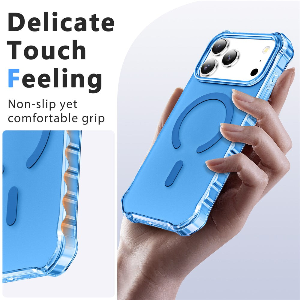 For iPhone 17 Pro Max Case Compatible with MagSafe Small Wavy Edge PC + TPU Phone Cover - Blue
