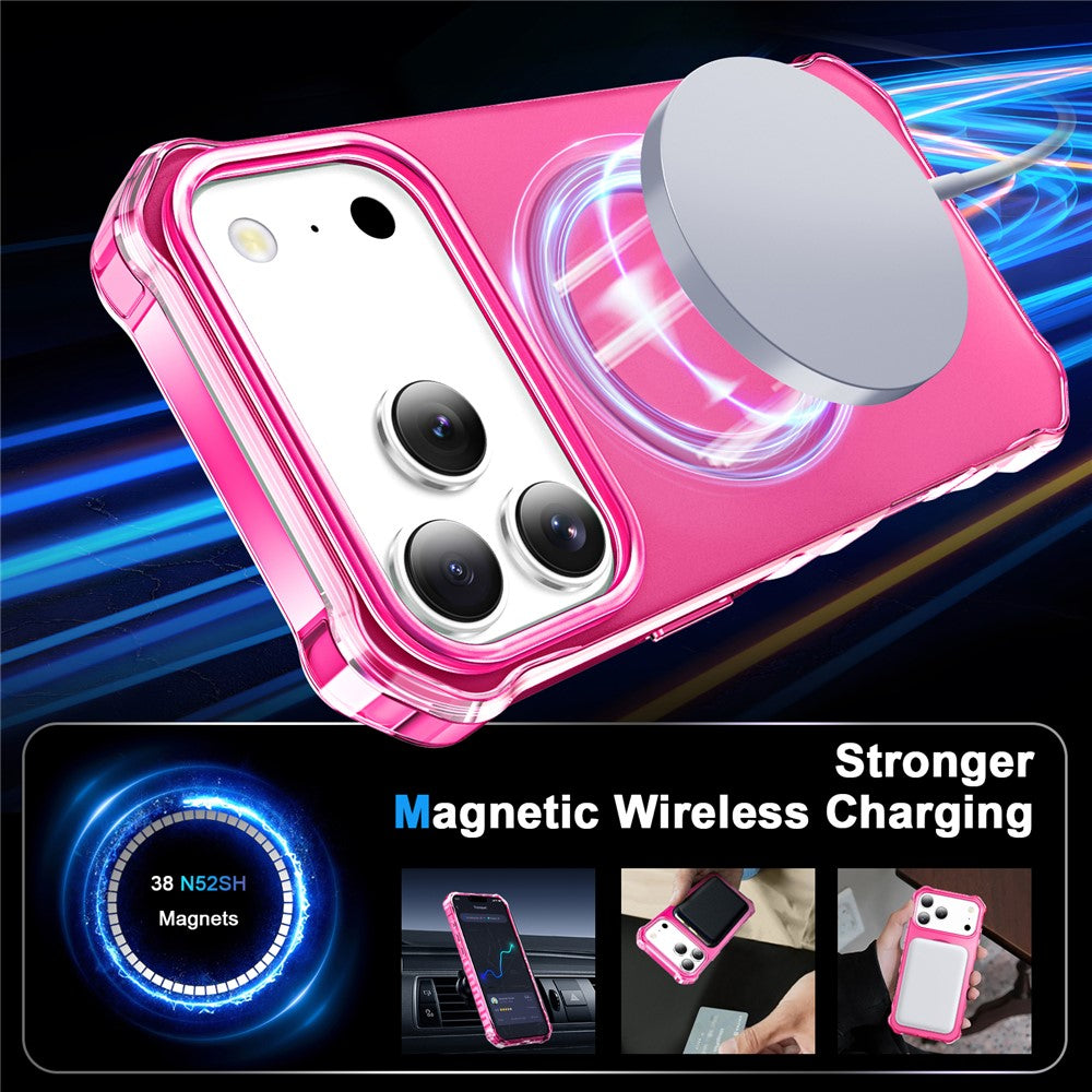 For iPhone 17 Pro Max Case Compatible with MagSafe Small Wavy Edge PC + TPU Phone Cover - Rose