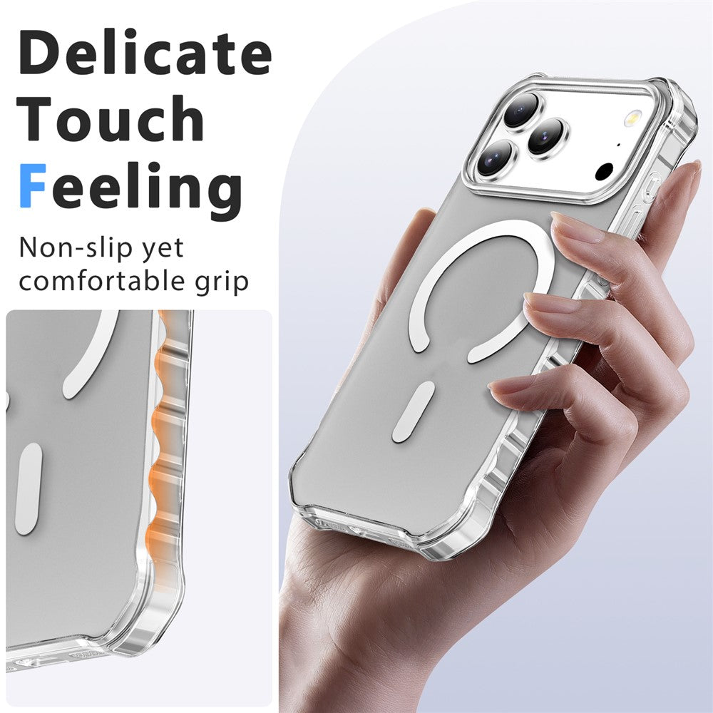 For iPhone 17 Pro Max Case Compatible with MagSafe Small Wavy Edge PC + TPU Phone Cover - Transparent