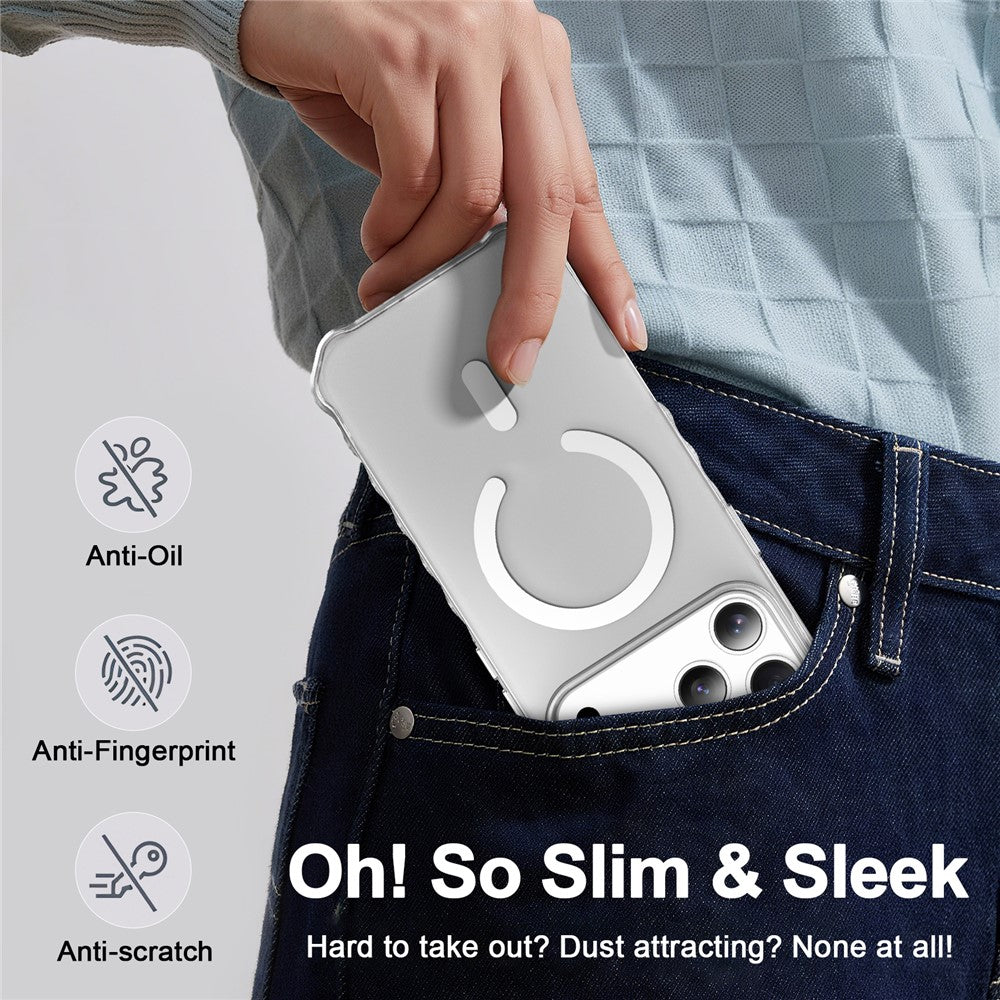 For iPhone 17 Pro Max Case Compatible with MagSafe Small Wavy Edge PC + TPU Phone Cover - Transparent