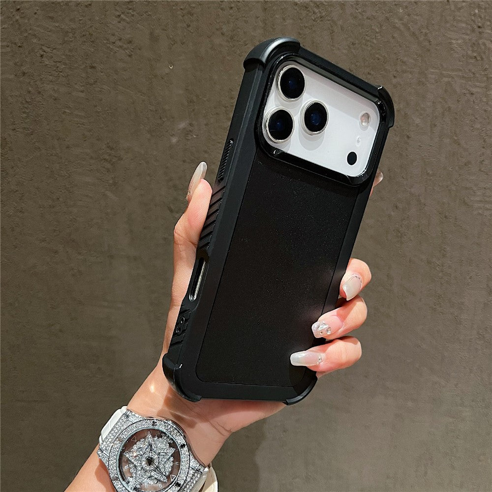 For iPhone 17 Pro Max Case 3 in 1 Shockproof PC TPU Matte Phone Back Cover - Black