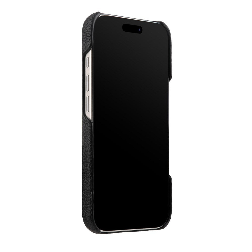 MELKCO For iPhone 17 Pro Max Case Genuine Cow Leather PC Phone Cover Compatible with MagSafe - Black