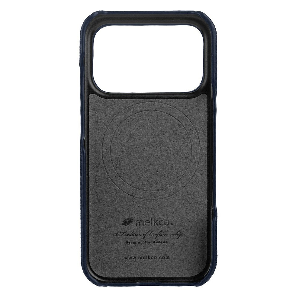 MELKCO For iPhone 17 Pro Max Case Genuine Cow Leather PC Phone Cover Compatible with MagSafe - Black