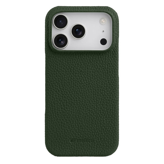 MELKCO For iPhone 17 Pro Max Case Genuine Cow Leather PC Phone Cover Compatible with MagSafe - Dark Green