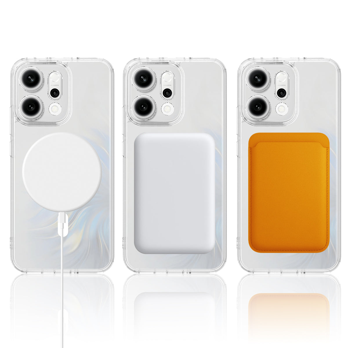 For Oppo Reno14 Pro 5G (Global) Clear Phone Case Compatible with MagSafe TPU+Acrylic Back Cover - Clear