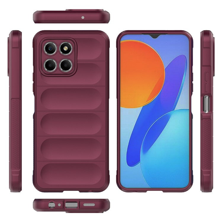 For Honor X8 5G Flexible TPU Mobile Phone Back Cover Drop Protection Phone Protective Case - Wine Red