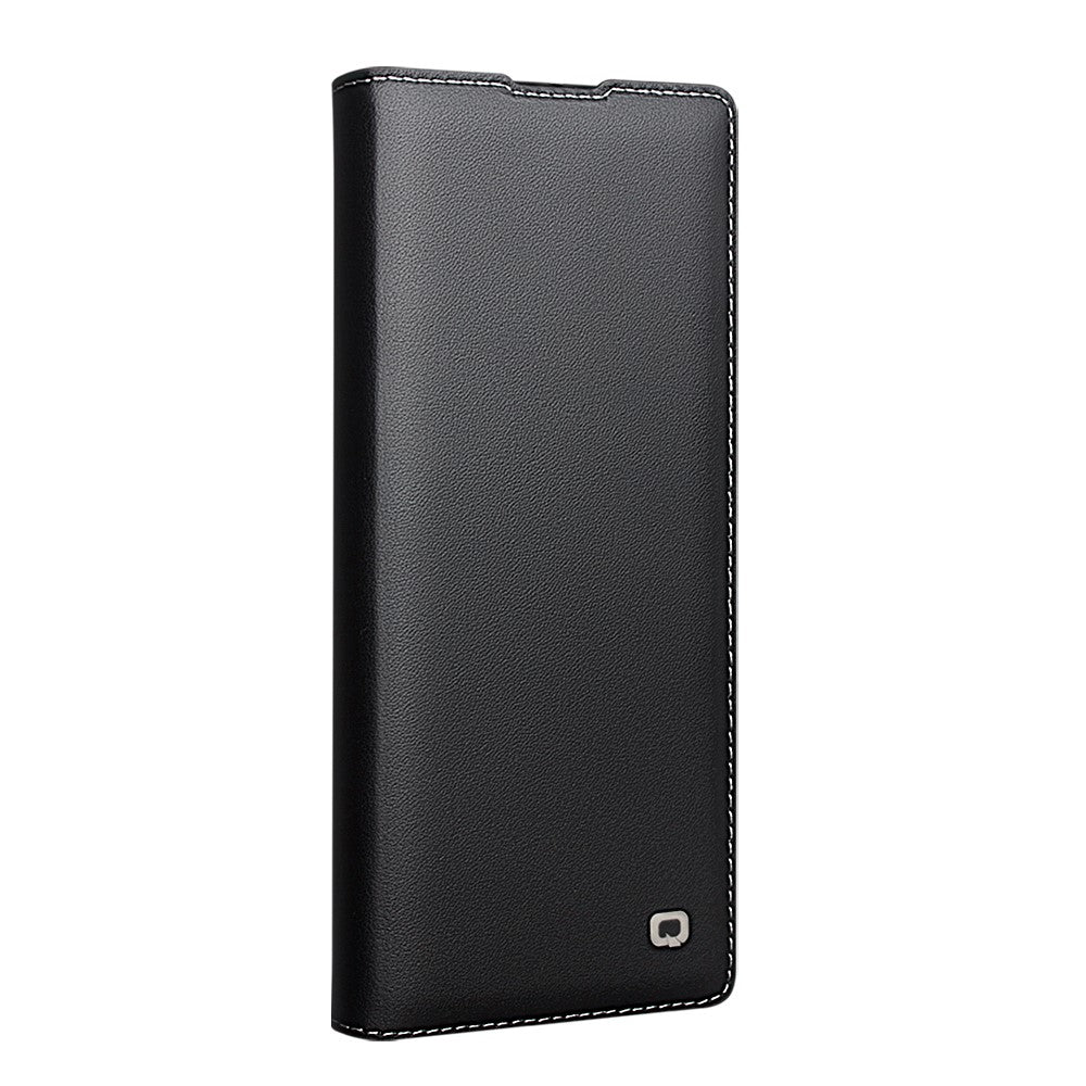 QIALINO For Samsung Galaxy Z Fold7 5G Case Genuine Cow Leather Flip Phone Cover, Black