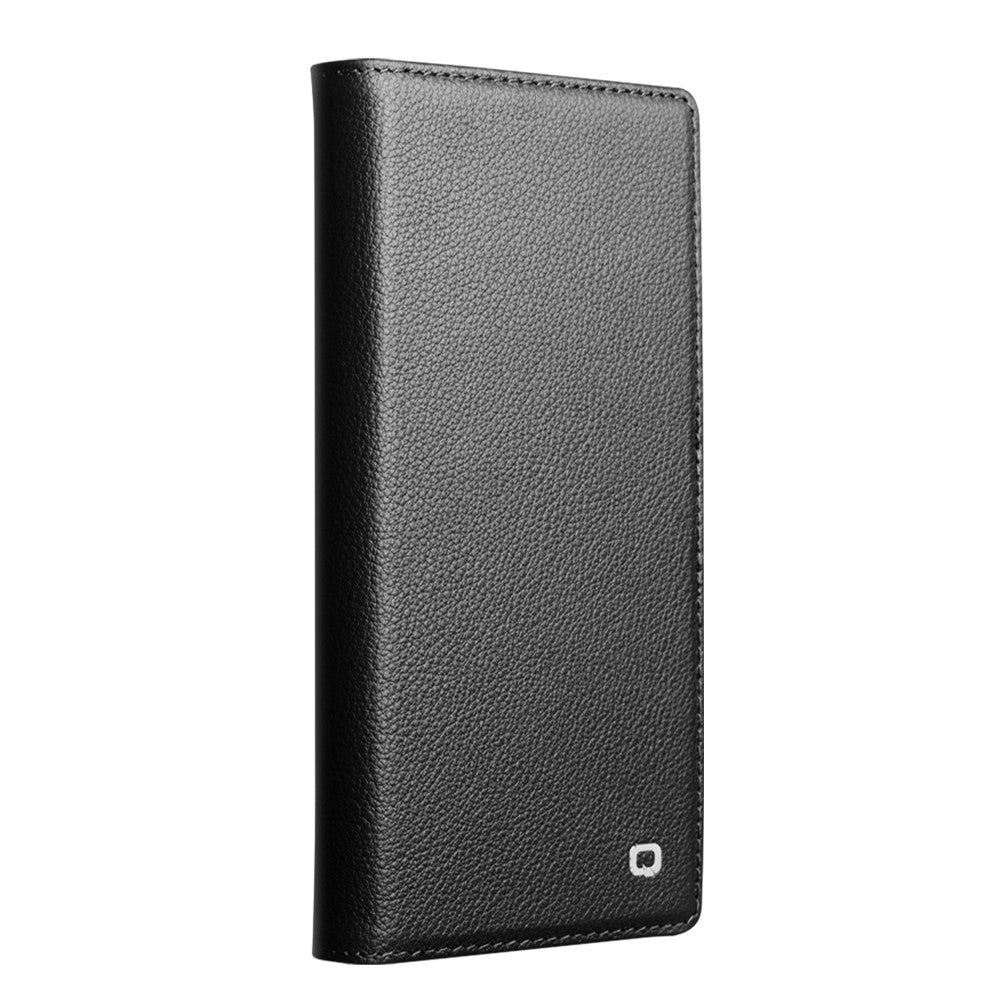 QIALINO For iPhone 17 Pro Max Case Compatible with MagSafe Detachable Genuine Cow Leather Wallet Phone Cover - Black