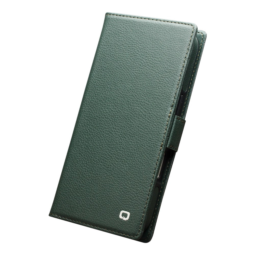 QIALINO For iPhone 17 Pro Max Case Compatible with MagSafe Detachable Genuine Cow Leather Wallet Phone Cover - Green