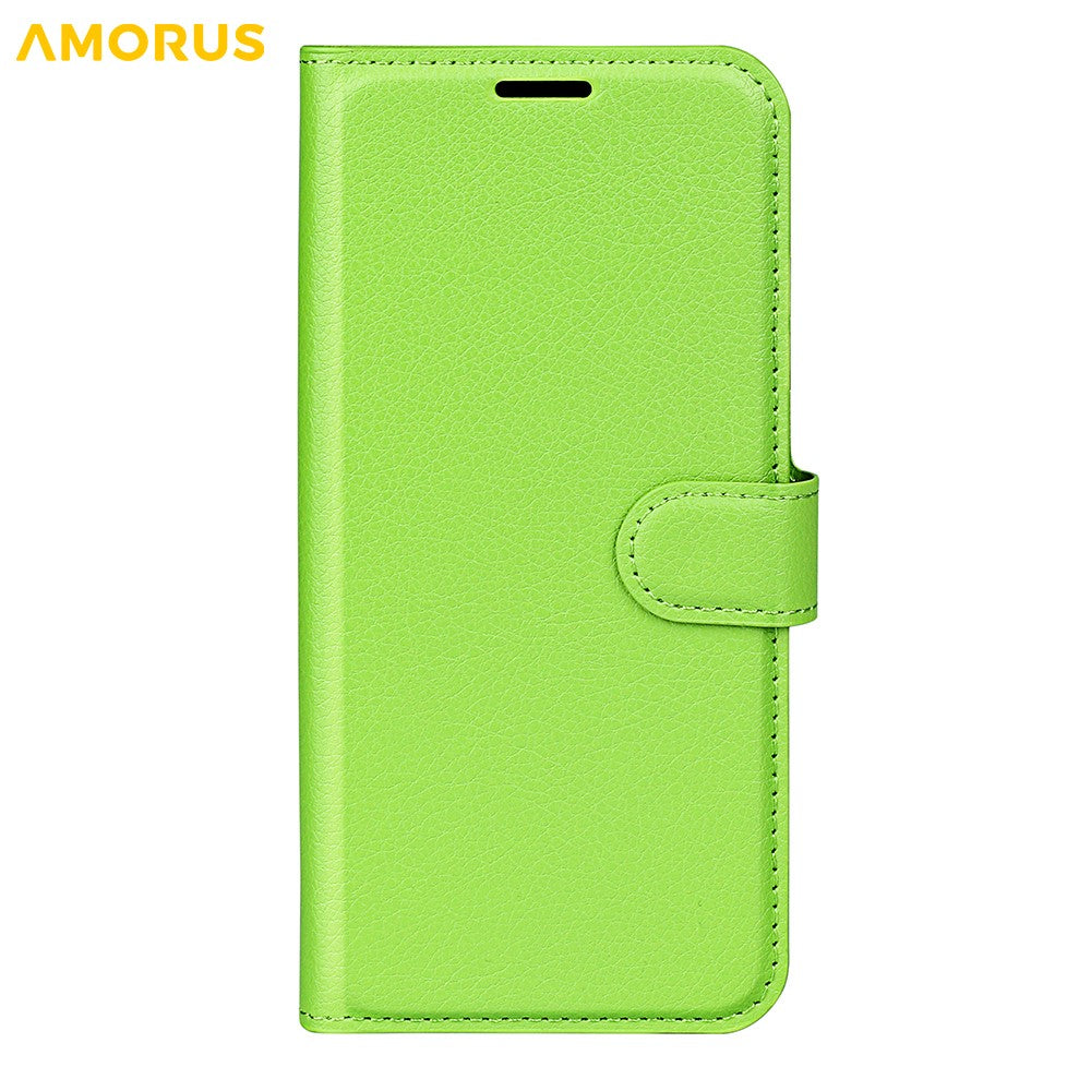 AMORUS For iPhone 17 Pro Max Wallet Case Litchi Texture Shockproof Leather Flip Stand Phone Cover - Green