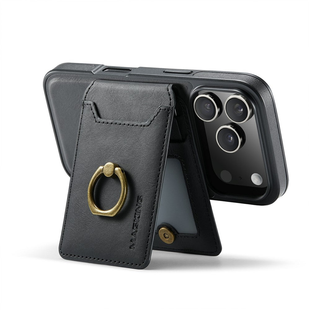 MAGKING K1 Series For iPhone 17 Pro Max Magnetic Case PC + TPU + PU Phone Cover with Card Holder - Black