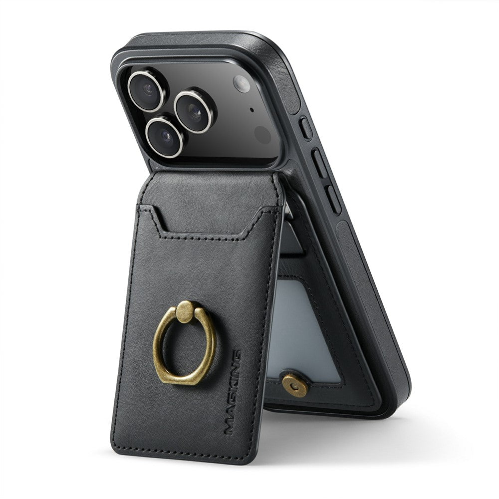 MAGKING K1 Series For iPhone 17 Pro Max Magnetic Case PC + TPU + PU Phone Cover with Card Holder - Black