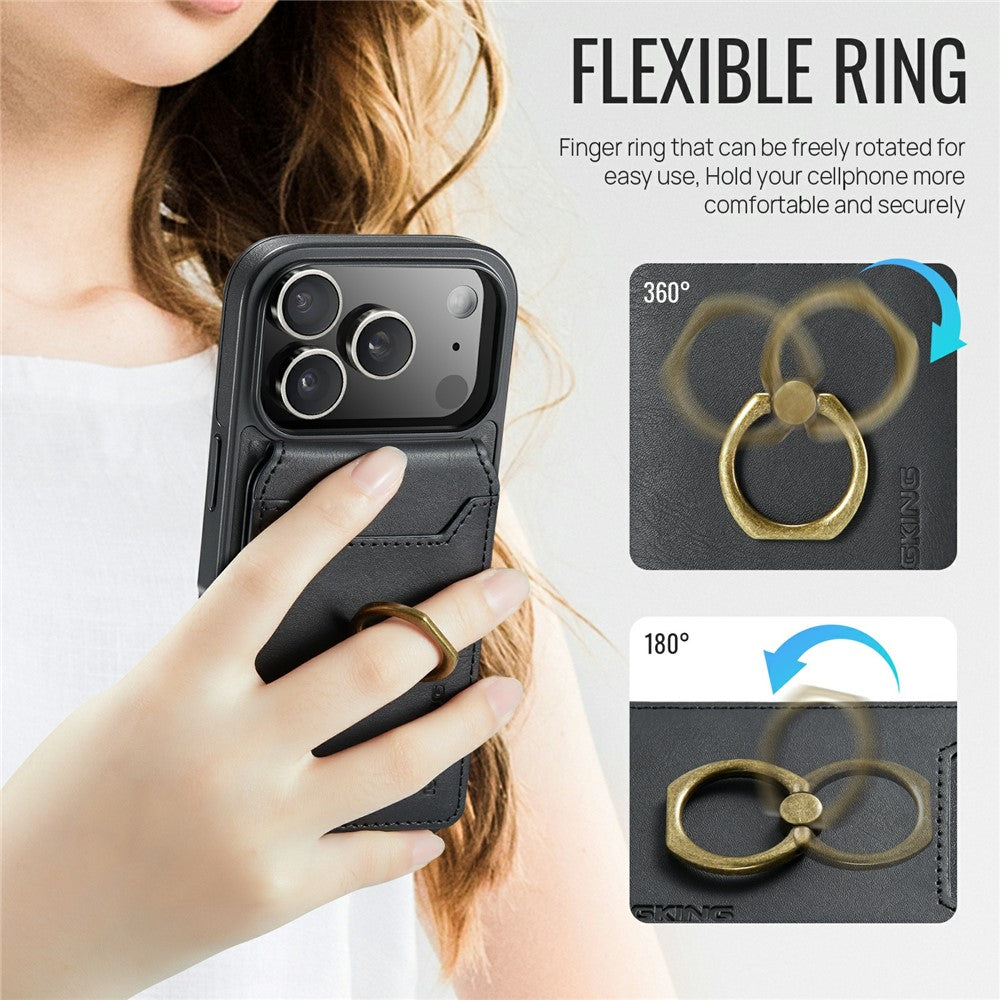 MAGKING K1 Series For iPhone 17 Pro Max Magnetic Case PC + TPU + PU Phone Cover with Card Holder - Black