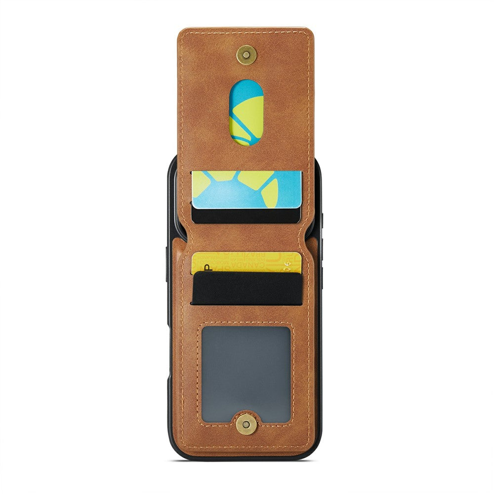 MAGKING K1 Series For iPhone 17 Pro Max Magnetic Case PC + TPU + PU Phone Cover with Card Holder - Brown