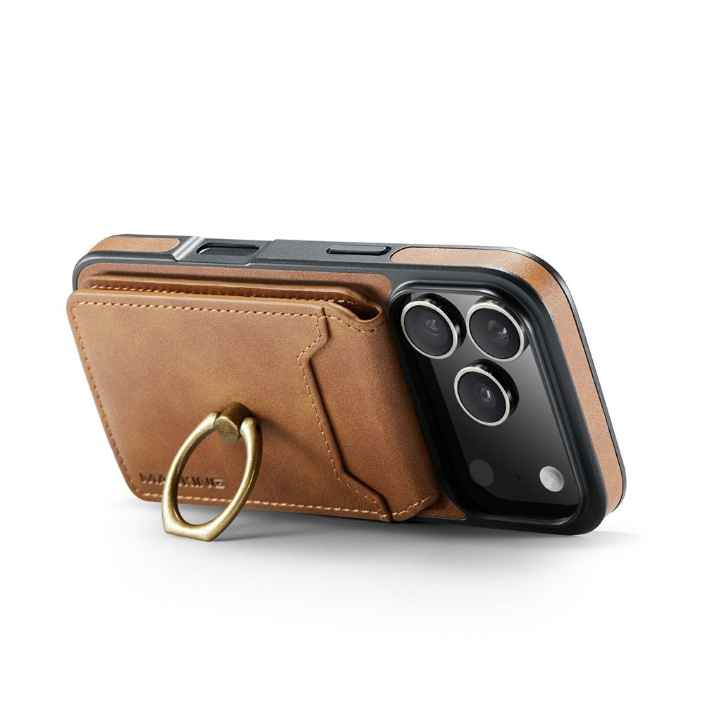 MAGKING K1 Series For iPhone 17 Pro Max Magnetic Case PC + TPU + PU Phone Cover with Card Holder - Brown