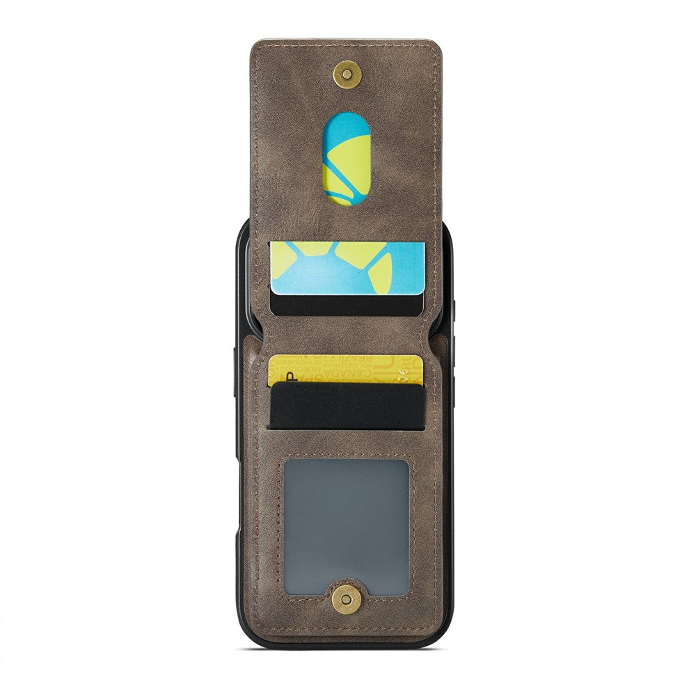 MAGKING K1 Series For iPhone 17 Pro Max Magnetic Case PC + TPU + PU Phone Cover with Card Holder - Coffee