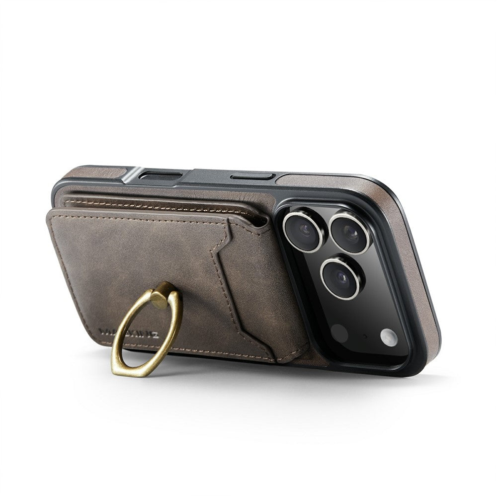 MAGKING K1 Series For iPhone 17 Pro Max Magnetic Case PC + TPU + PU Phone Cover with Card Holder - Coffee
