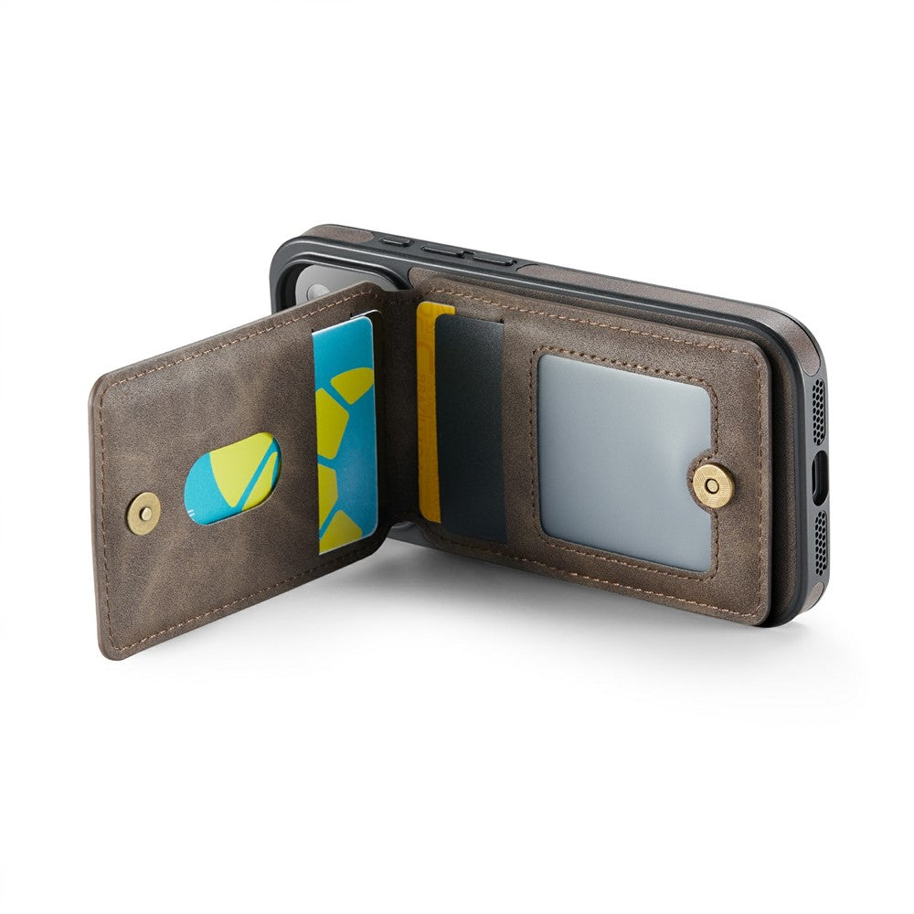 MAGKING K1 Series For iPhone 17 Pro Max Magnetic Case PC + TPU + PU Phone Cover with Card Holder - Coffee