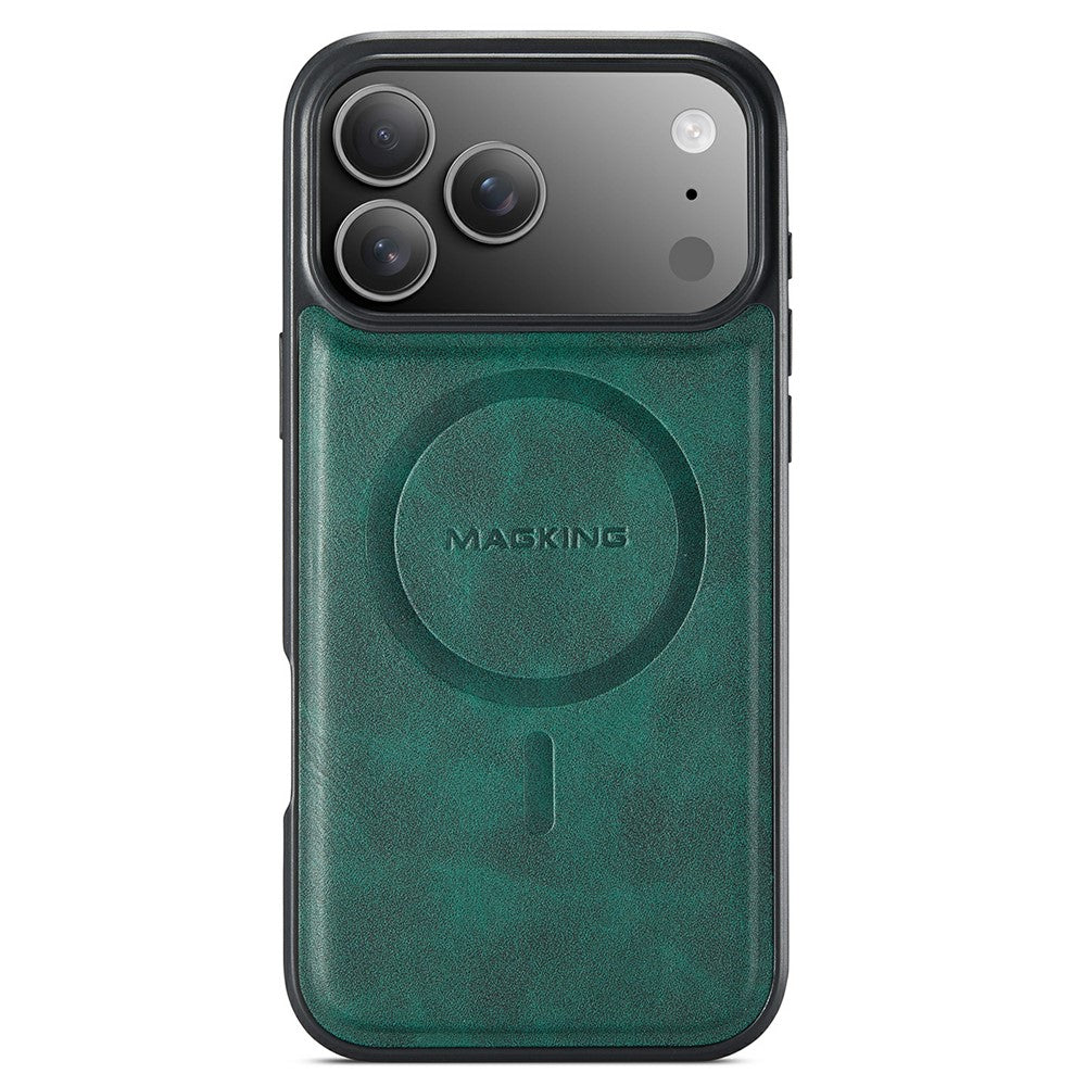 MAGKING K1 Series For iPhone 17 Pro Max Magnetic Case PC + TPU + PU Leather Phone Cover - Green