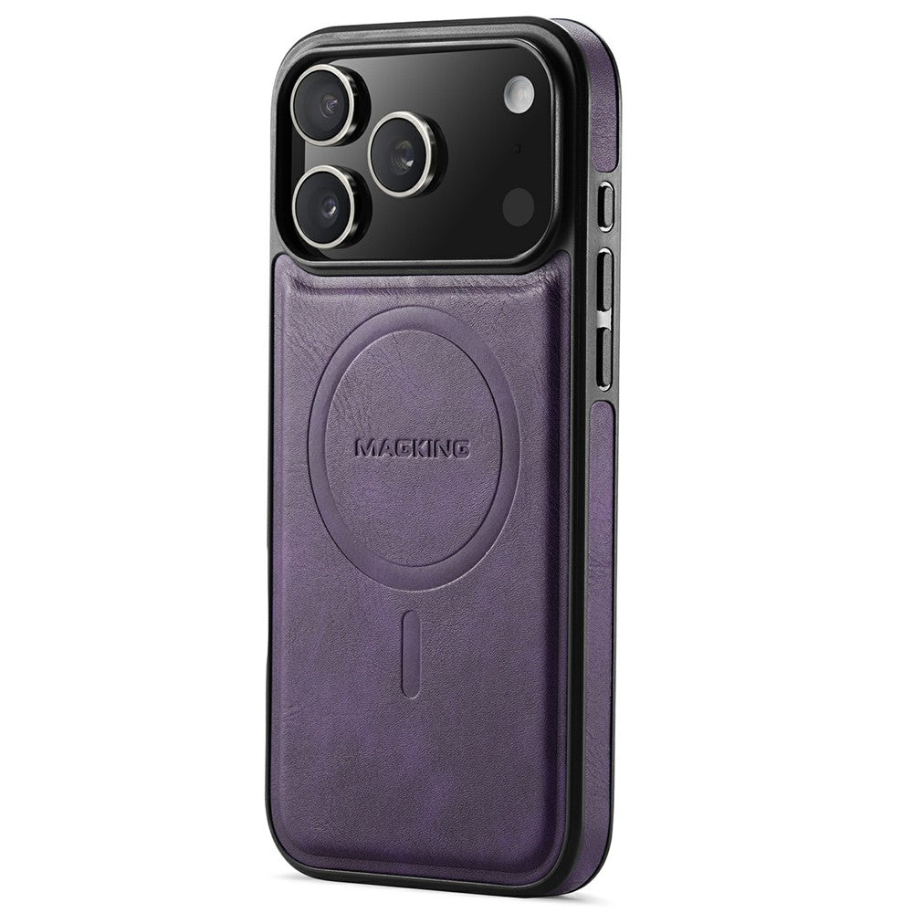 MAGKING K1 Series For iPhone 17 Pro Max Magnetic Case PC + TPU + PU Leather Phone Cover - Purple