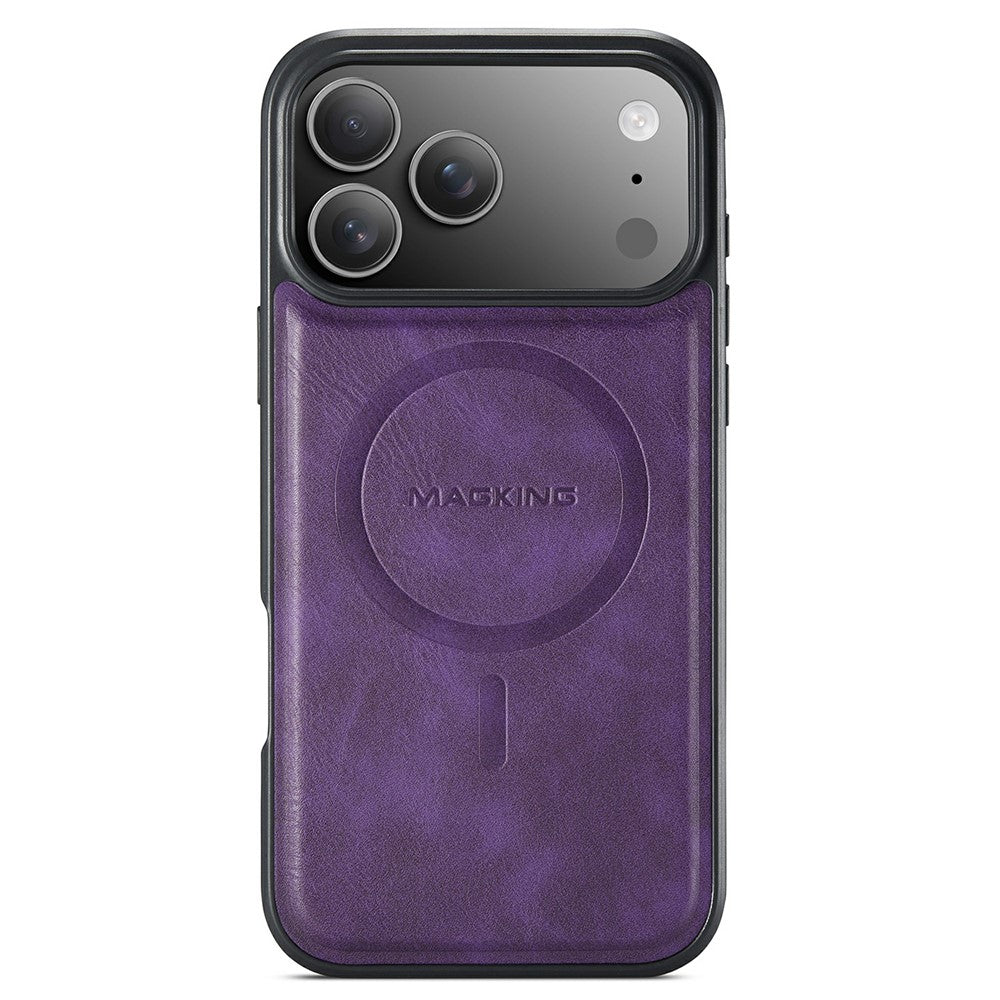 MAGKING K1 Series For iPhone 17 Pro Max Magnetic Case PC + TPU + PU Leather Phone Cover - Purple