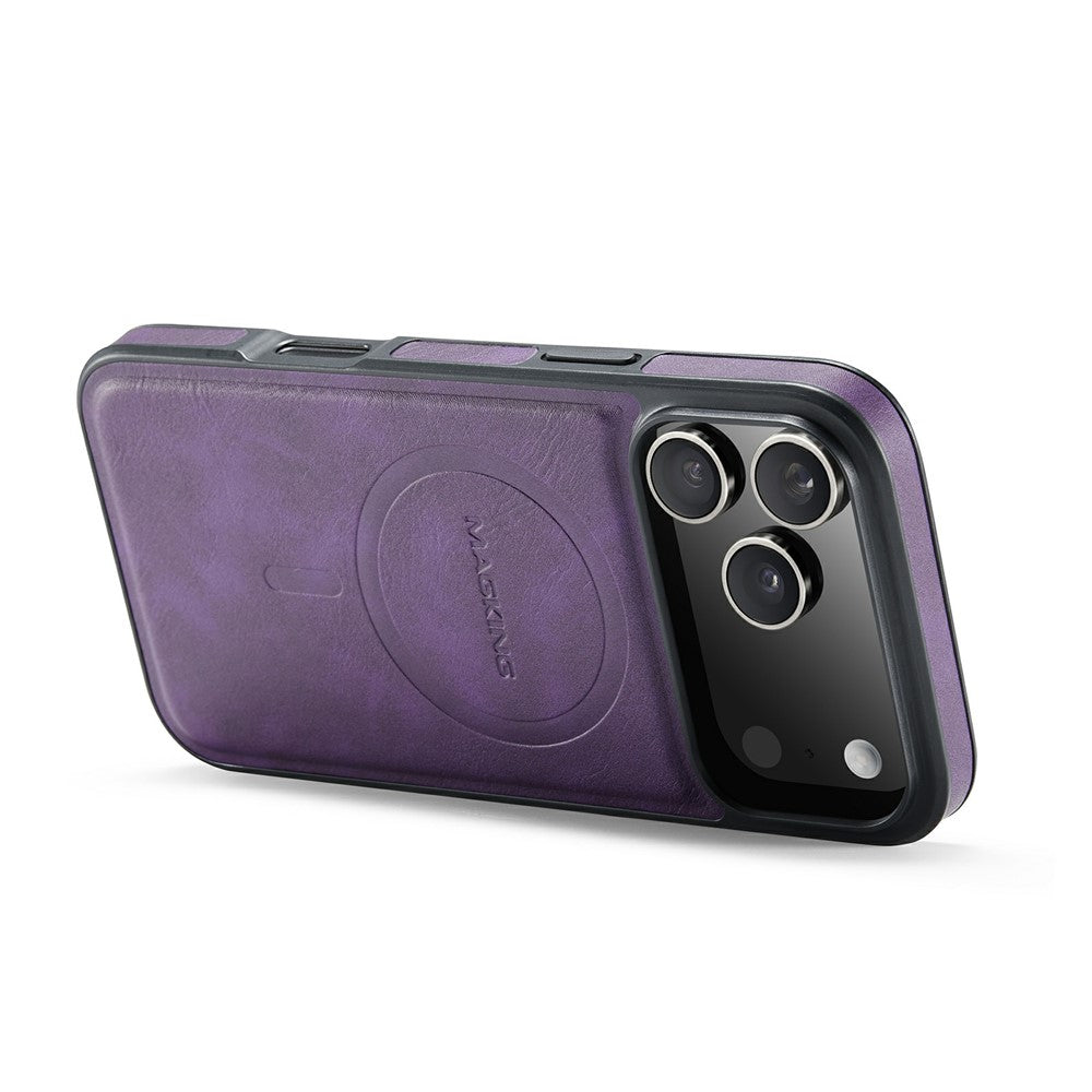 MAGKING K1 Series For iPhone 17 Pro Max Magnetic Case PC + TPU + PU Leather Phone Cover - Purple