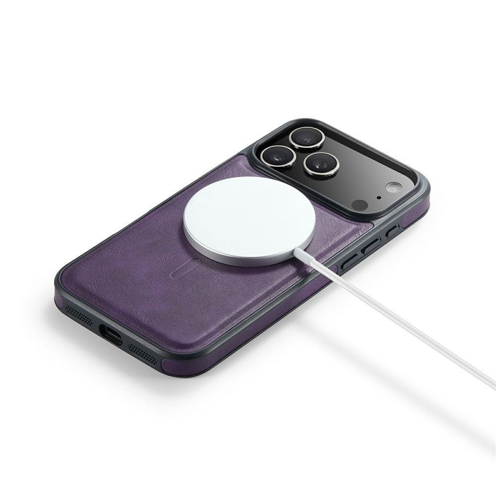 MAGKING K1 Series For iPhone 17 Pro Max Magnetic Case PC + TPU + PU Leather Phone Cover - Purple