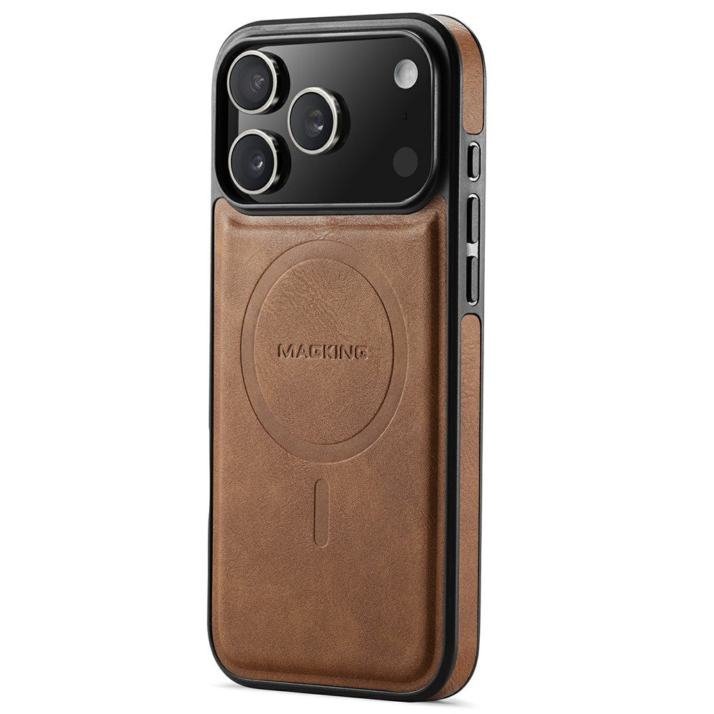 MAGKING K1 Series For iPhone 17 Pro Max Magnetic Case PC + TPU + PU Leather Phone Cover - Brown