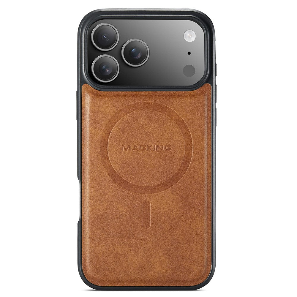 MAGKING K1 Series For iPhone 17 Pro Max Magnetic Case PC + TPU + PU Leather Phone Cover - Brown