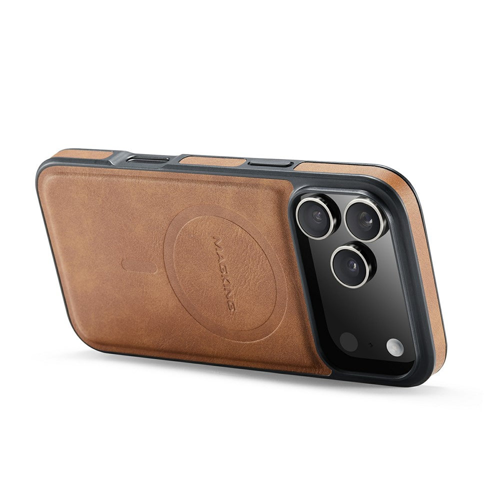MAGKING K1 Series For iPhone 17 Pro Max Magnetic Case PC + TPU + PU Leather Phone Cover - Brown