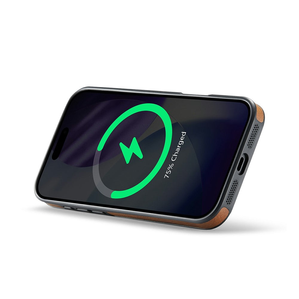 MAGKING K1 Series For iPhone 17 Pro Max Magnetic Case PC + TPU + PU Leather Phone Cover - Brown