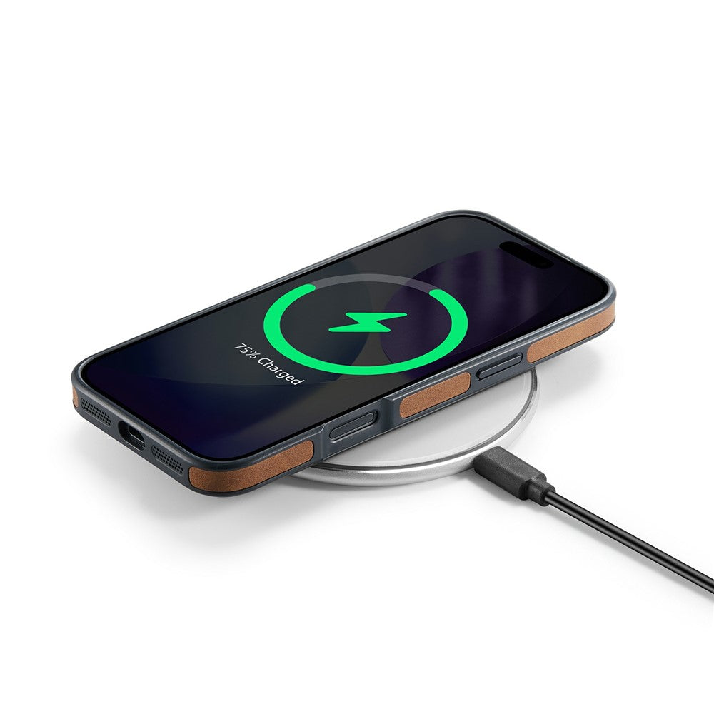 MAGKING K1 Series For iPhone 17 Pro Max Magnetic Case PC + TPU + PU Leather Phone Cover - Brown