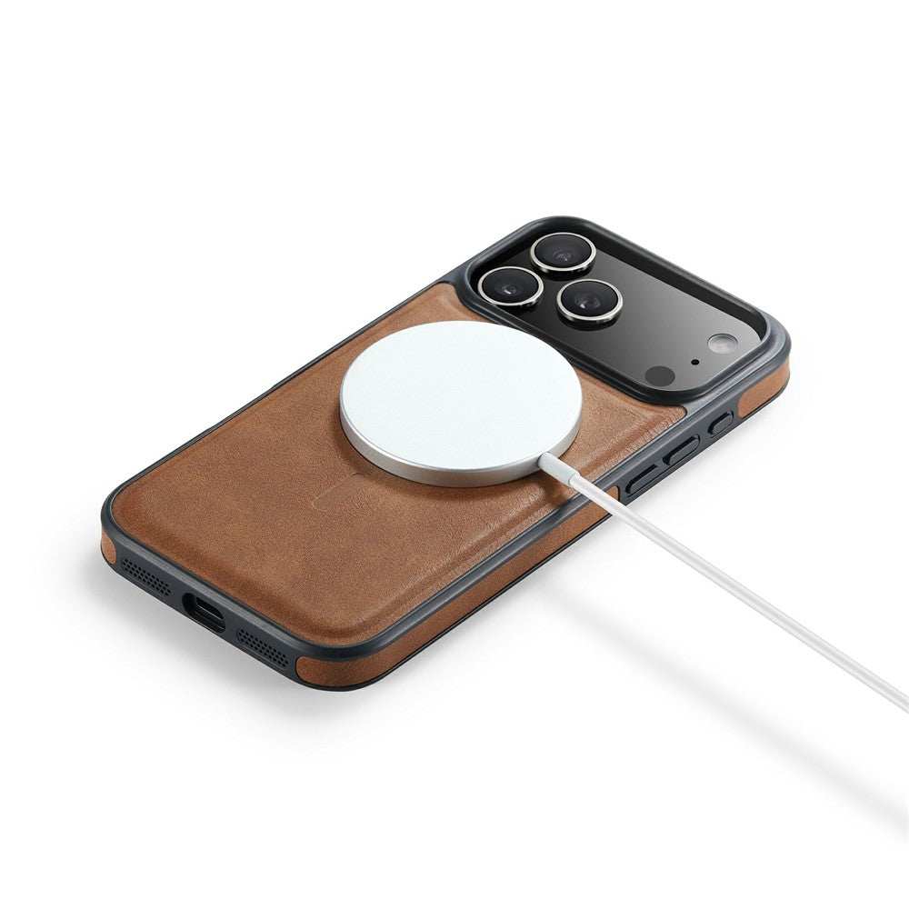 MAGKING K1 Series For iPhone 17 Pro Max Magnetic Case PC + TPU + PU Leather Phone Cover - Brown