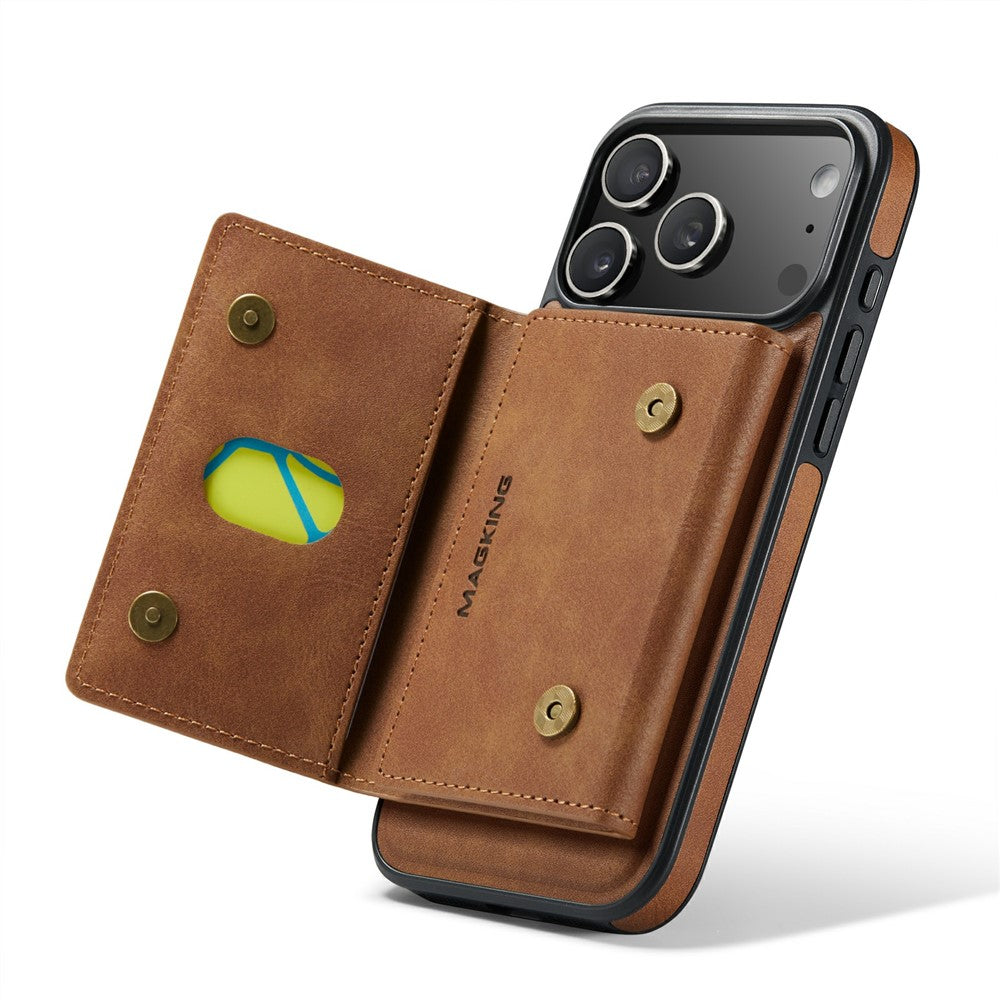 MAGKING K2 Series For iPhone 17 Pro Max Case Compatible with MagSafe PC + TPU + PU Phone Cover - Brown