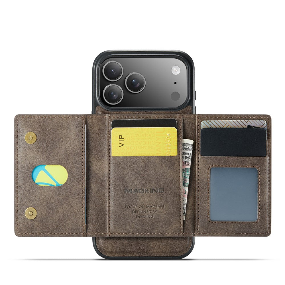MAGKING K2 Series For iPhone 17 Pro Max Case Compatible with MagSafe PC + TPU + PU Phone Cover - Coffee