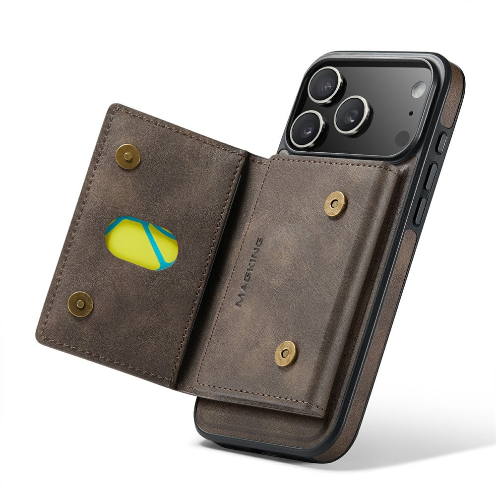 MAGKING K2 Series For iPhone 17 Pro Max Case Compatible with MagSafe PC + TPU + PU Phone Cover - Coffee