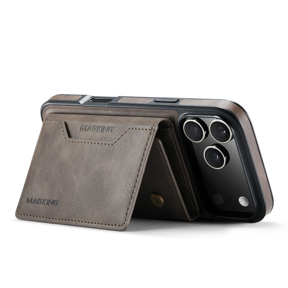 MAGKING K2 Series For iPhone 17 Pro Max Case Compatible with MagSafe PC + TPU + PU Phone Cover - Coffee
