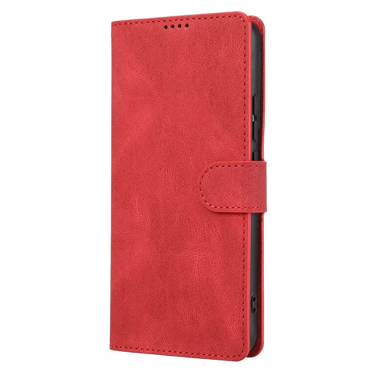 Anti-drop Magnetic Closure Phone Cover For Samsung Galaxy S23+, PU Leather Flip Phone Case Stand Wallet with Strap - Red